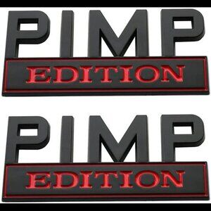 2 Pack Pimp Edition Car Side Rear Front Hood Trunk Door Fender Bumper Emblems